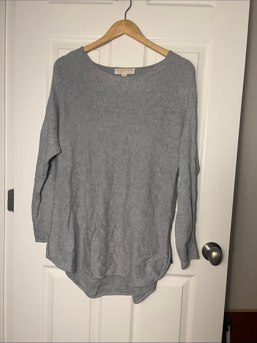 Michael Kors Light Gray Scoop Neck Knit Sweater